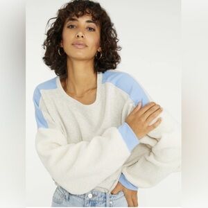 Sanctuary All The Feels Mixed Media Sherpa Sleeve Sweatshirt, Medium